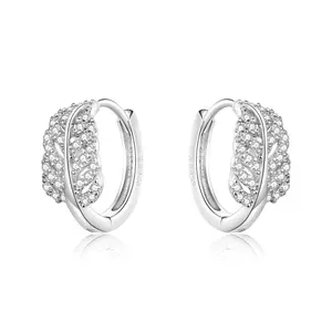 Sparkling Leaves Hoops ezüst fülbevaló