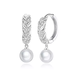 Sparkling Pearl Hoops ezüst fülbevaló