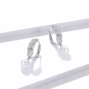 Sparkling Pearl Hoops ezüst fülbevaló