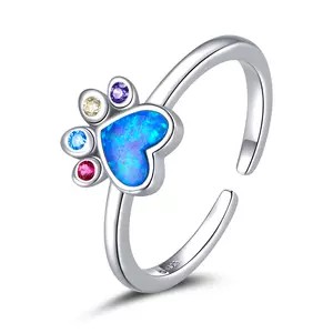 Színes Paw ezüst állítható gyűrű