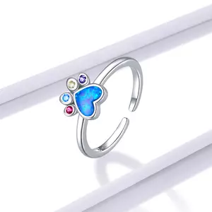 Színes Paw ezüst állítható gyűrű