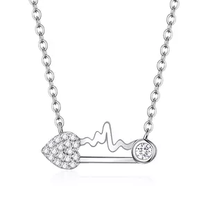 Szív biztonsági tűs ezüst nyaklánc