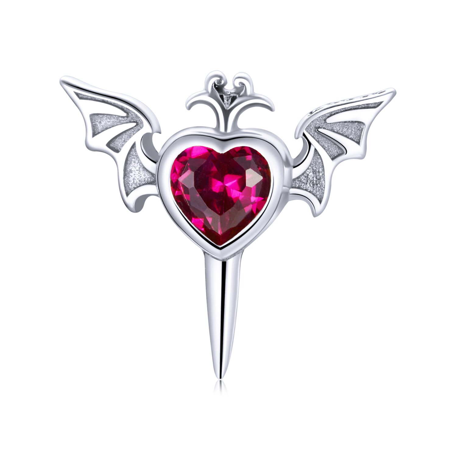 Cercel din argint red heart