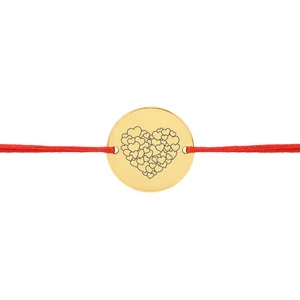 Bratara cu snur Banut Golden din argint 16,5 mm personalizata cu text si simbol