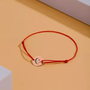 Bratara cu snur Banut Rose din argint 10 mm personalizata cu text/ simbol