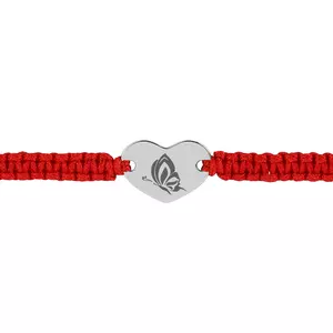 Bratara cu snur Inima Silver din argint 14 mm personalizata cu text si simbol