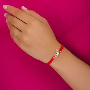 Bratara cu snur si bilute Contur Fluturas personalizata cu initiale text
