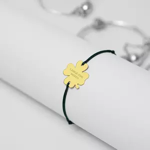 Bratara cu snur Trifoi Aur 14k 18 mm cu text/ simbol