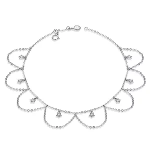 Bratara de glezna din argint Stars Chain