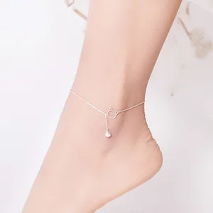 Bratara de glezna din argint Silver Cat with Ball