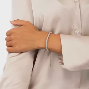 Bratara din argint cu snur Grey Rope