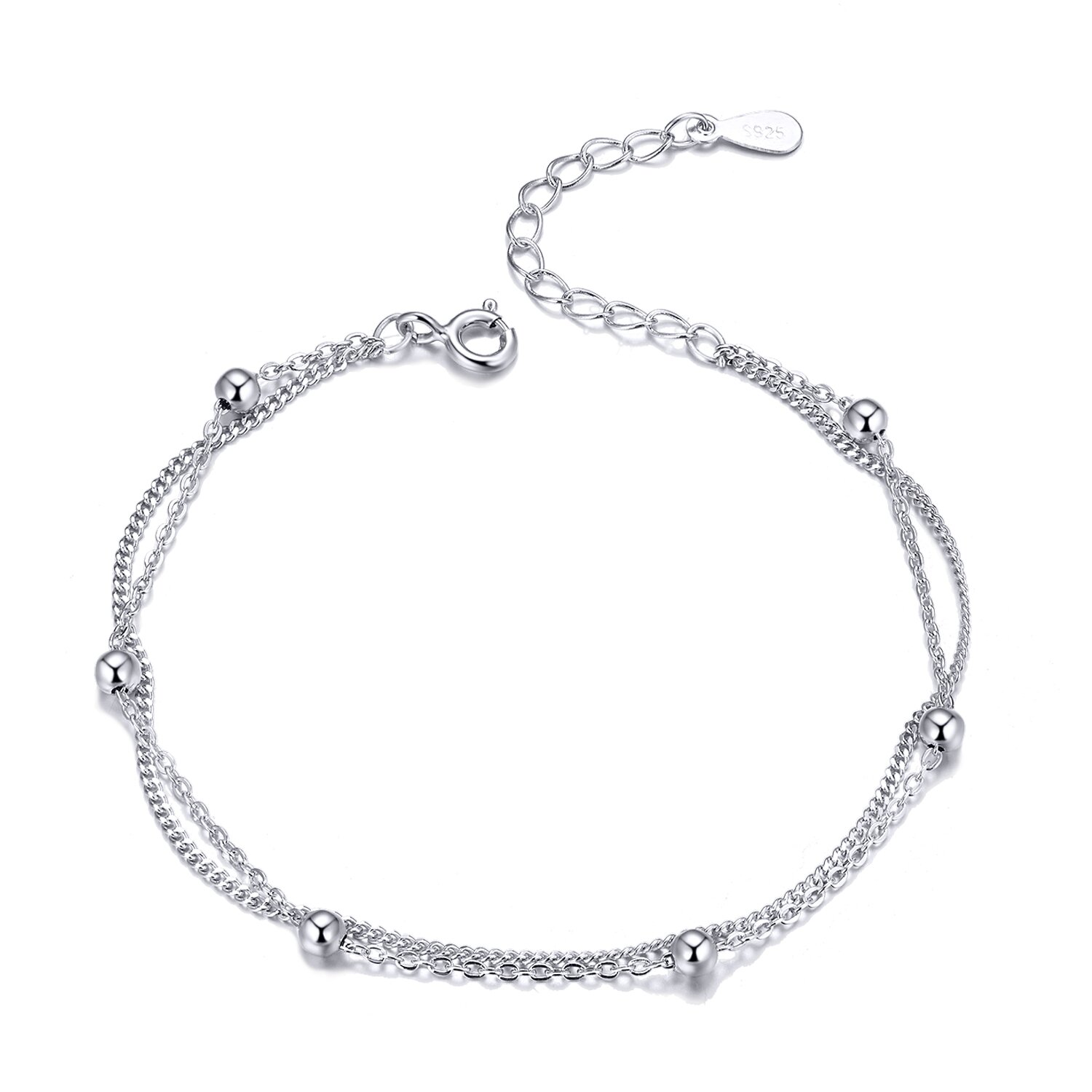 Bratara din argint Double Chains Beads image10