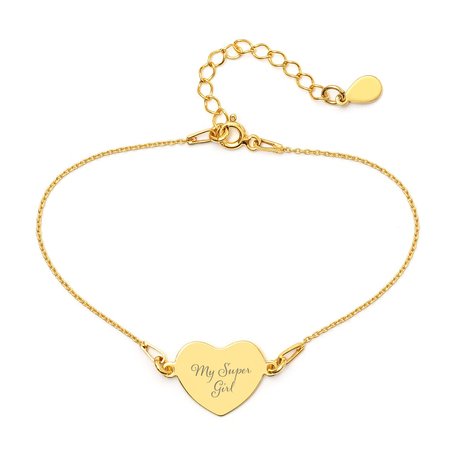 Bratara din argint inima golden 20 mm cu text/ simbol