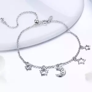 Bratara din argint Moon and Stars Chain