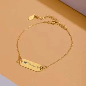 Bratara din argint Placuta Ovala Golden 23 mm cu text/ simbol