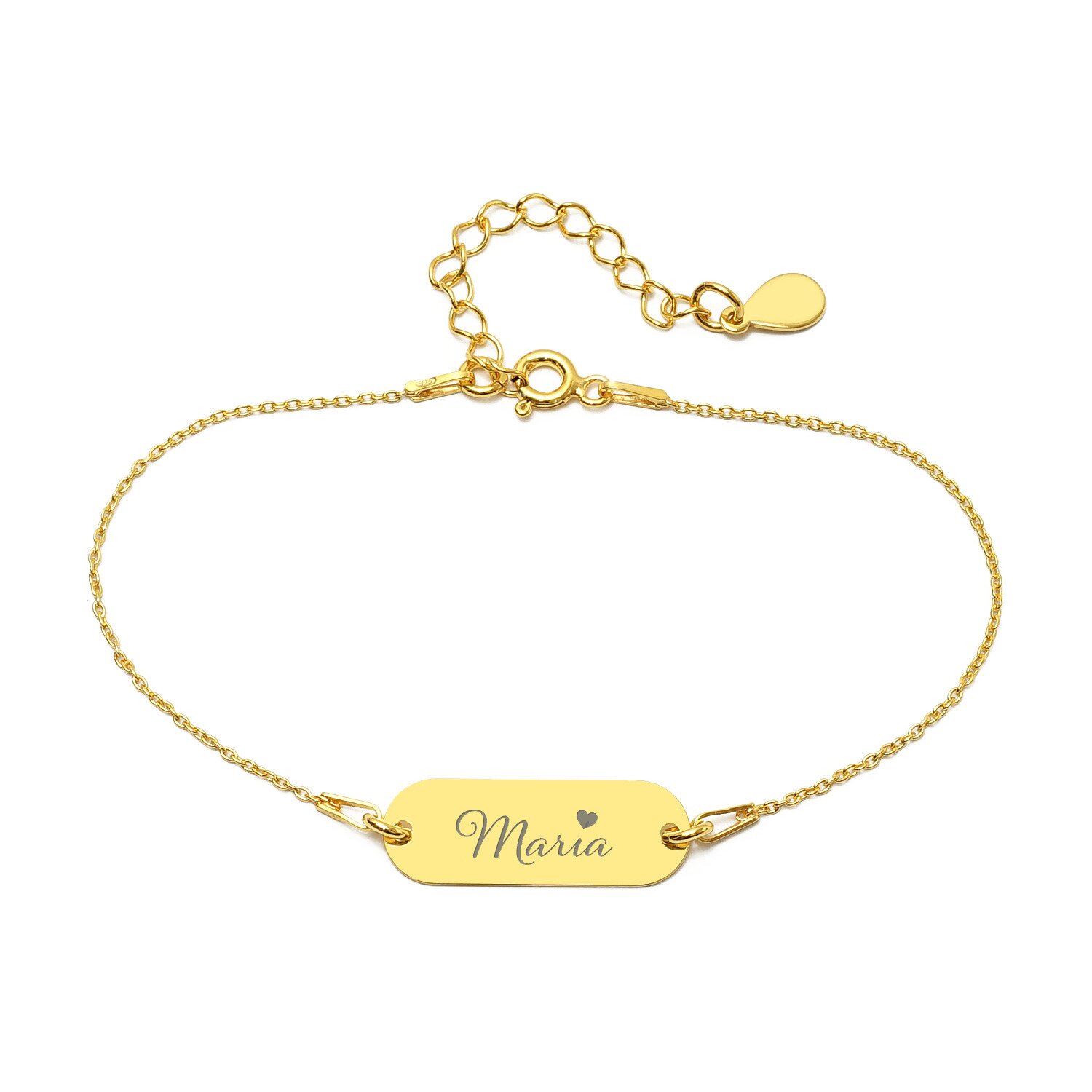 Bratara din argint placuta ovala golden 23 mm cu text/ simbol
