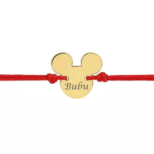 Bratara snur Mouse aur 14K personalizata cu text