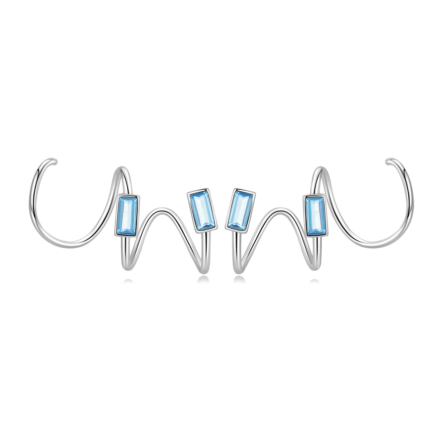 Cercei din argint blue curved rectangles