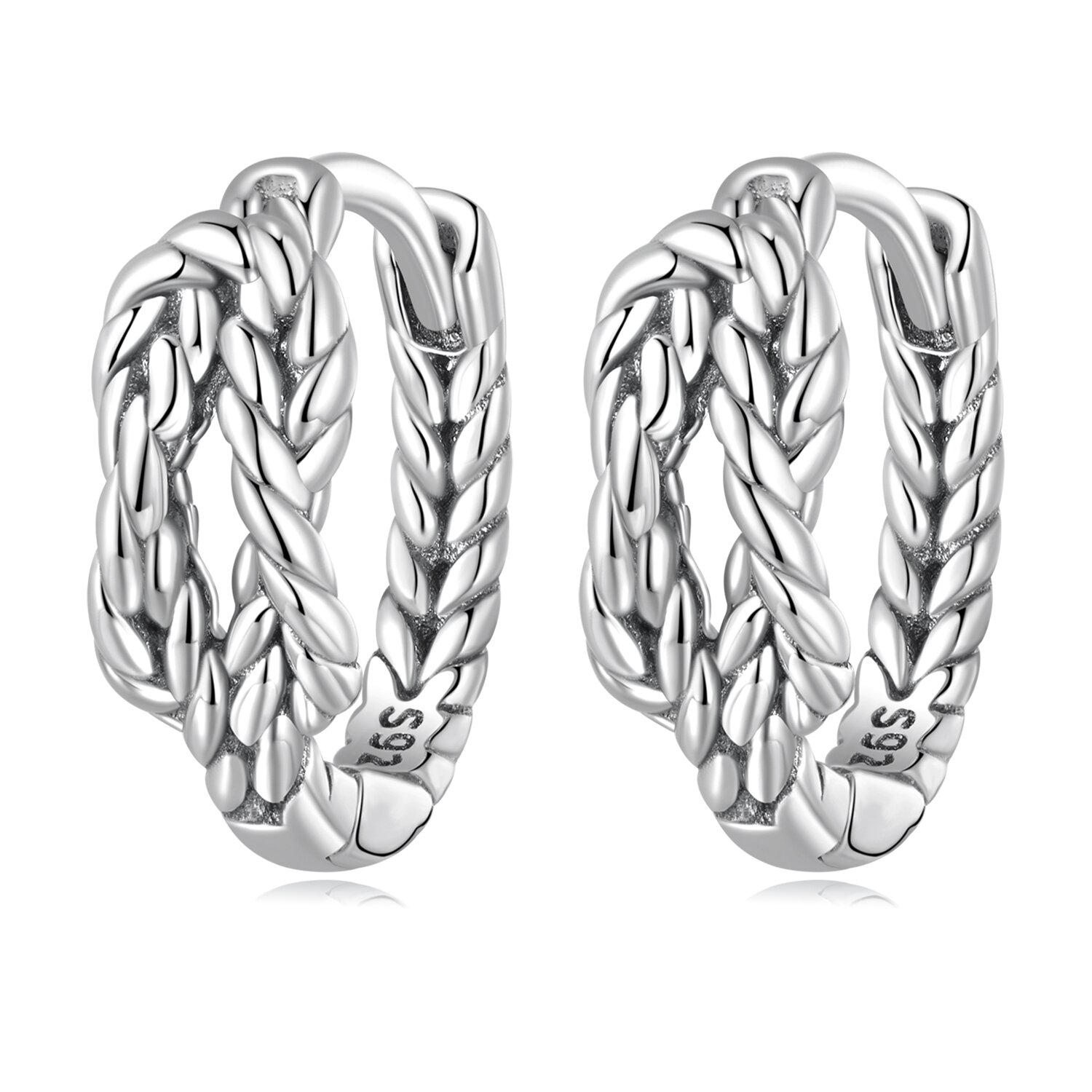 Cercei din argint braided rope