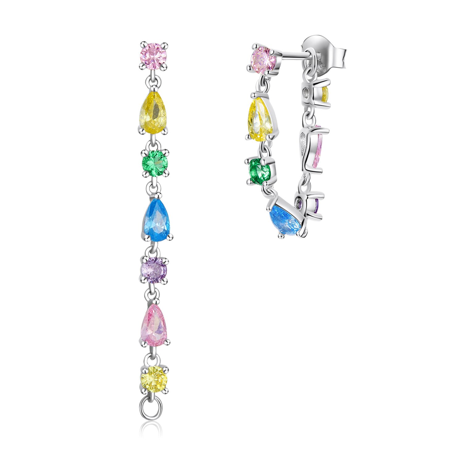 Cercei din argint chained rainbow