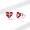 Cercei din argint Cross Red Heart picture - 3