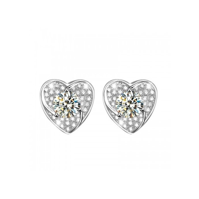 Cercei din argint Diamond Heart image0