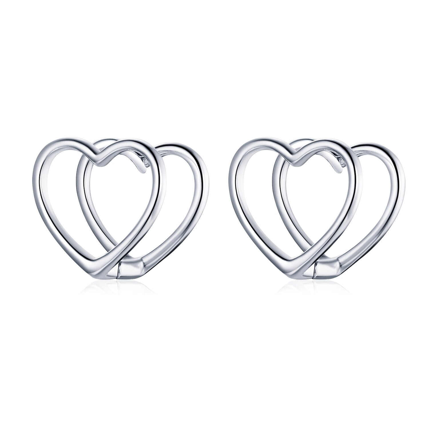 Cercei din argint double heart stud