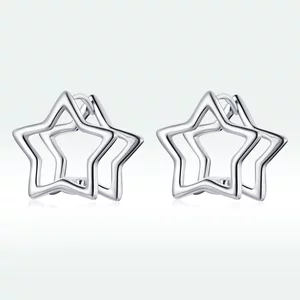 Cercei din argint Double Star Shape