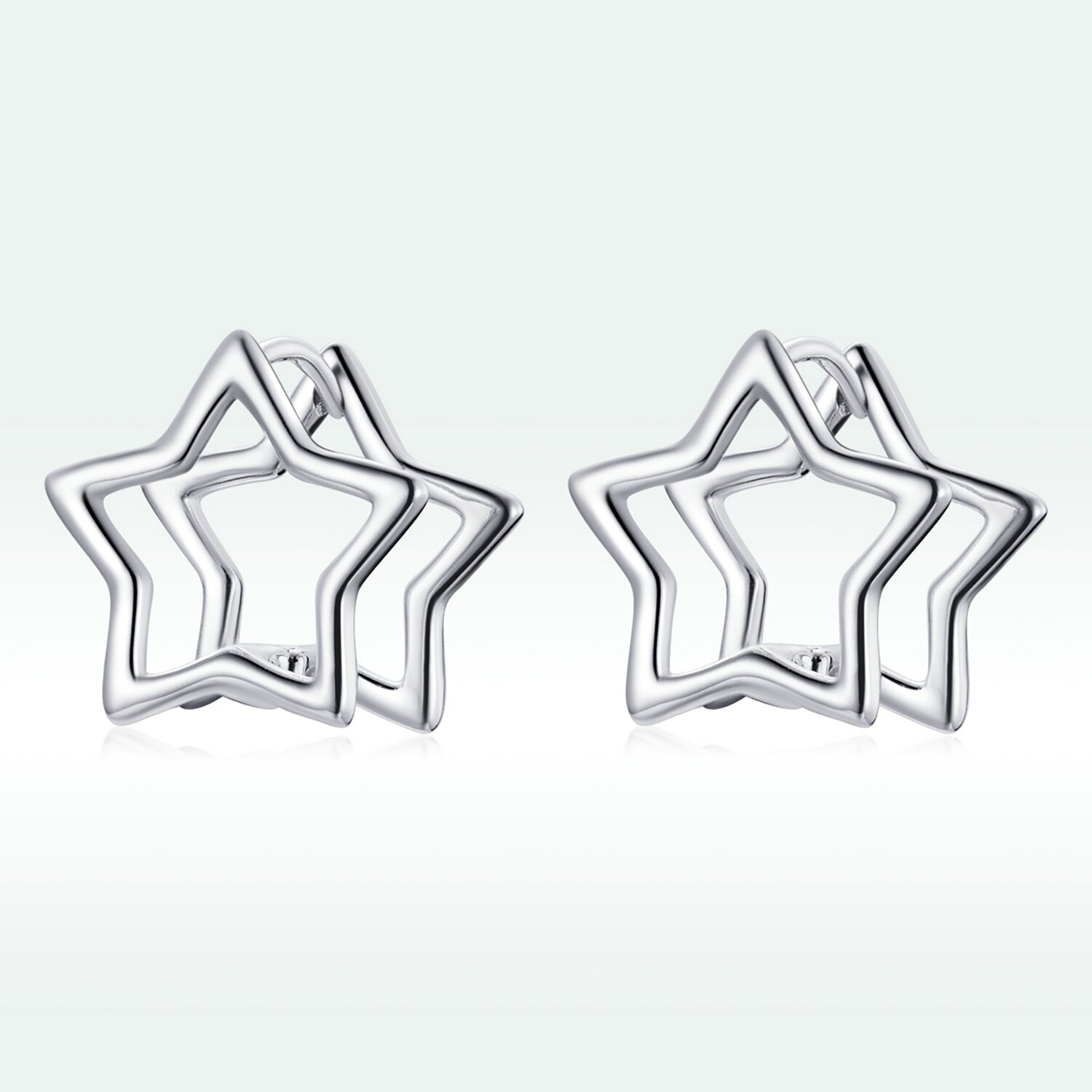 Cercei din argint double star shape