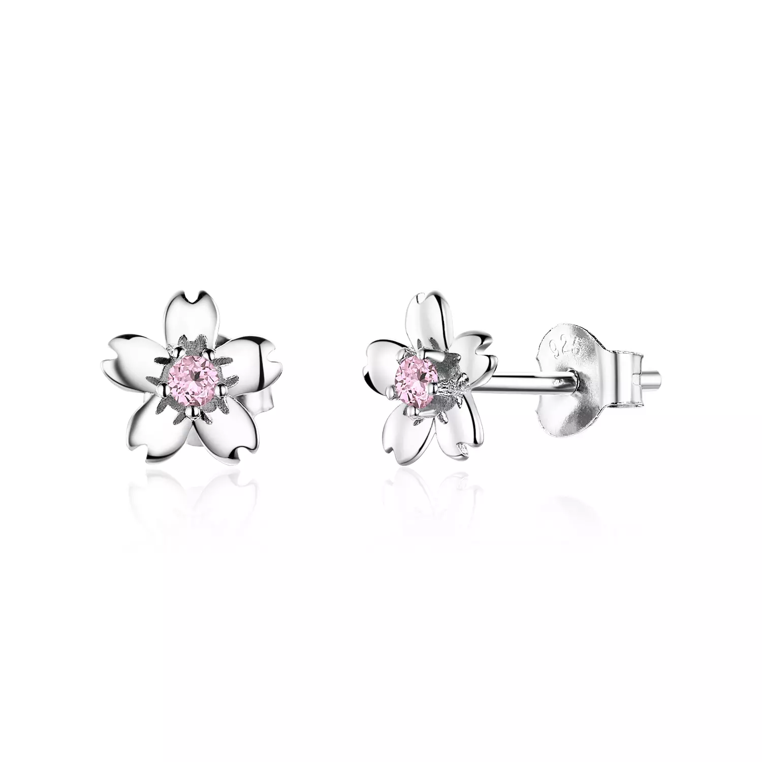 Cercei din argint Flowers & Pink Crystals