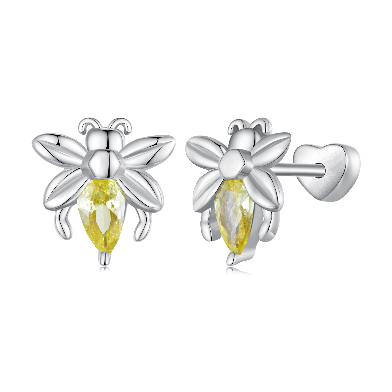 Cercei din argint Flying Yellow Bee argint