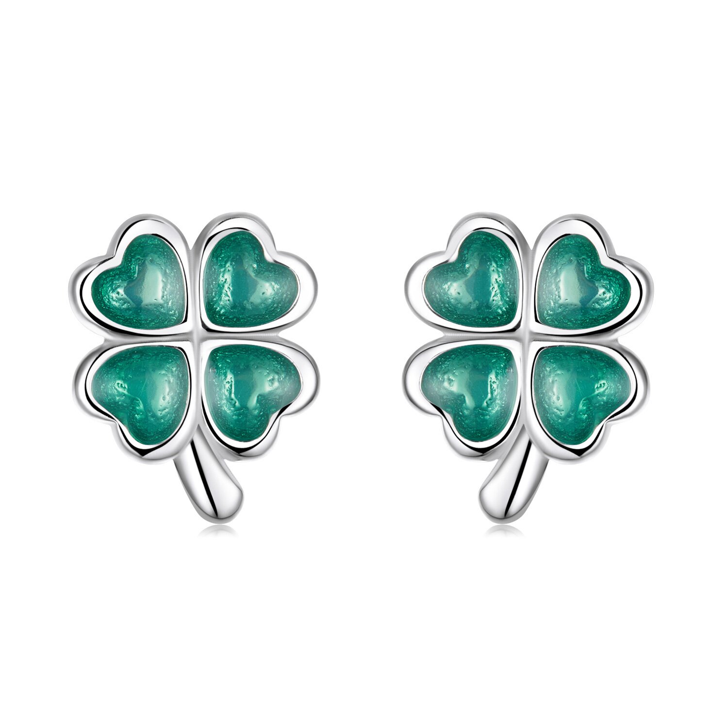 Cercei din argint four leaf clover