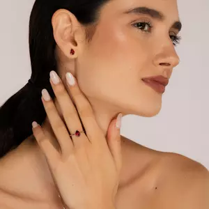 Cercei din argint Garnet Drop