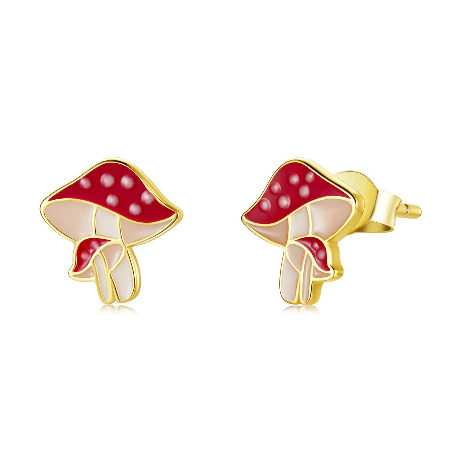 Cercei din argint golden mushroom