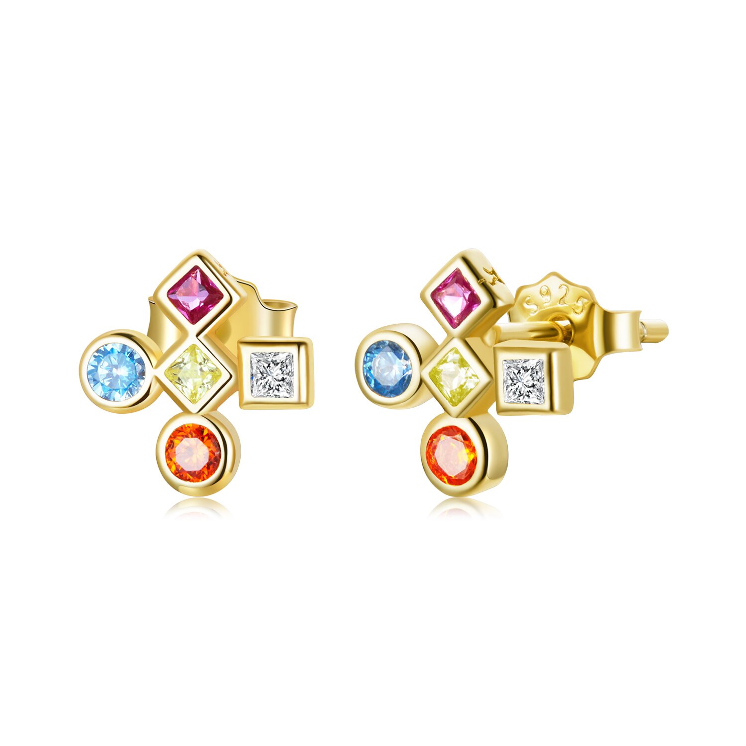 Cercei din argint golden plus rainbow
