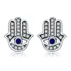Cercei din argint Hamsa Blue Eye