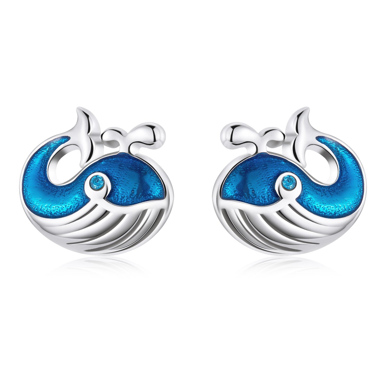 Cercei din argint little blue whale