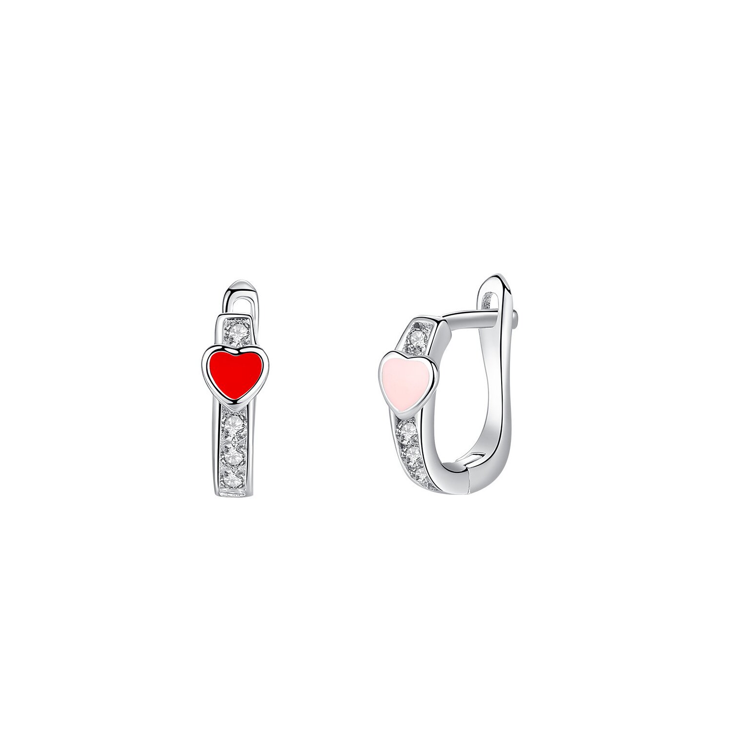 Cercei din argint little crystals with heart