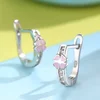 Cercei din argint Little Crystals with Pink Clover