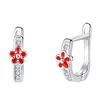 Cercei din argint Little Crystals with Red Flower picture - 1