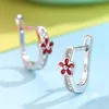 Cercei din argint Little Crystals with Red Flower picture - 3