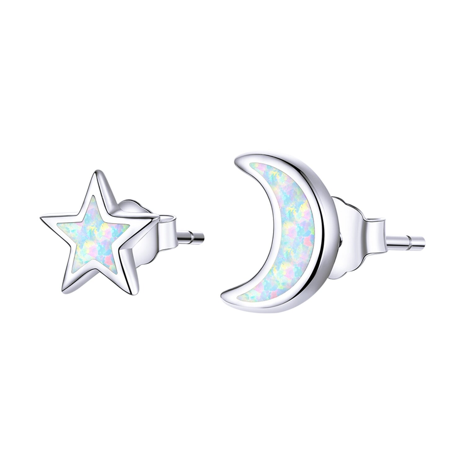 Cercei din argint Little Moon and Star Opal image6