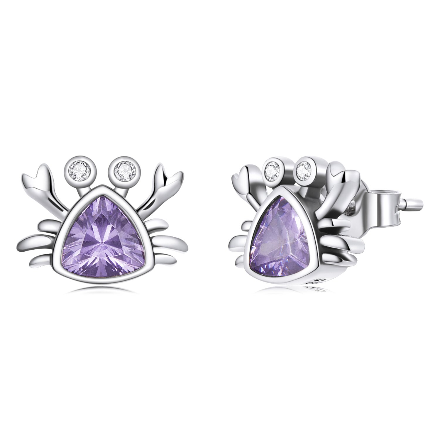 Cercei din argint little purple crab