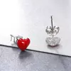Cercei din argint Little Red Heart picture - 4