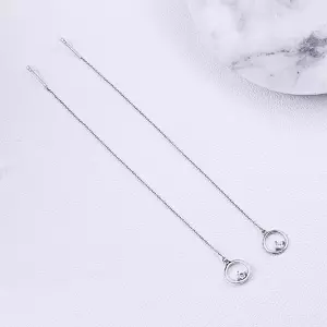 Cercei din argint Long Tassel Circle