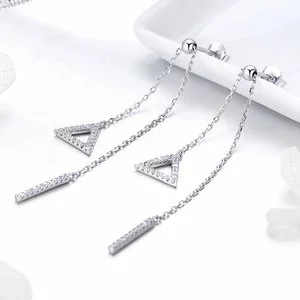 Cercei din argint Long Triangle Shape