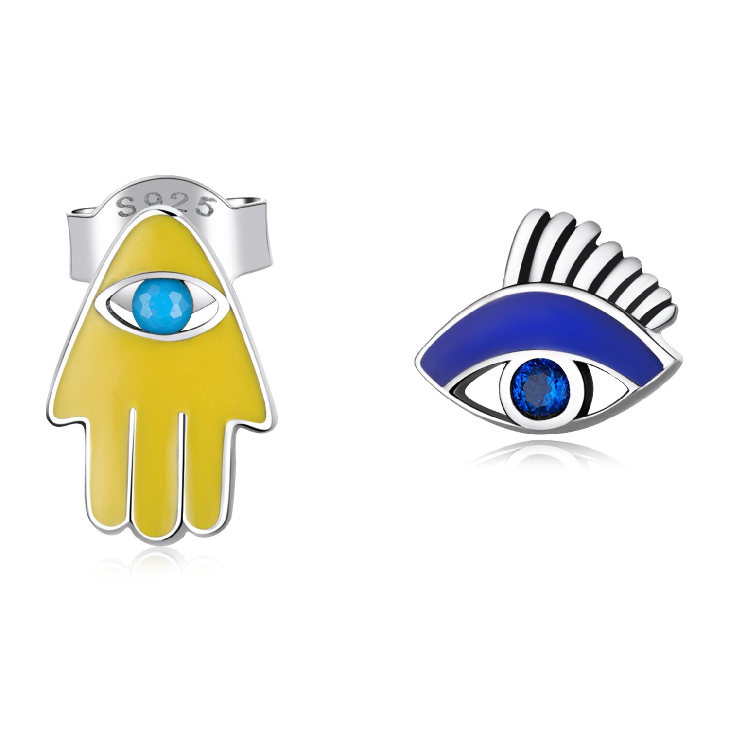 Cercei din argint lucky eye and hand
