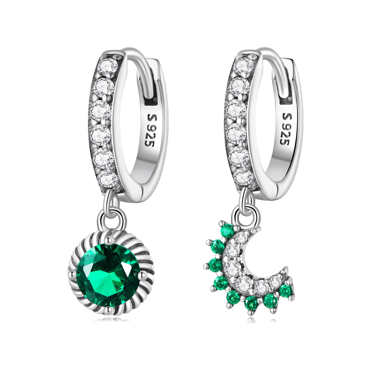 Cercei din argint moon green power