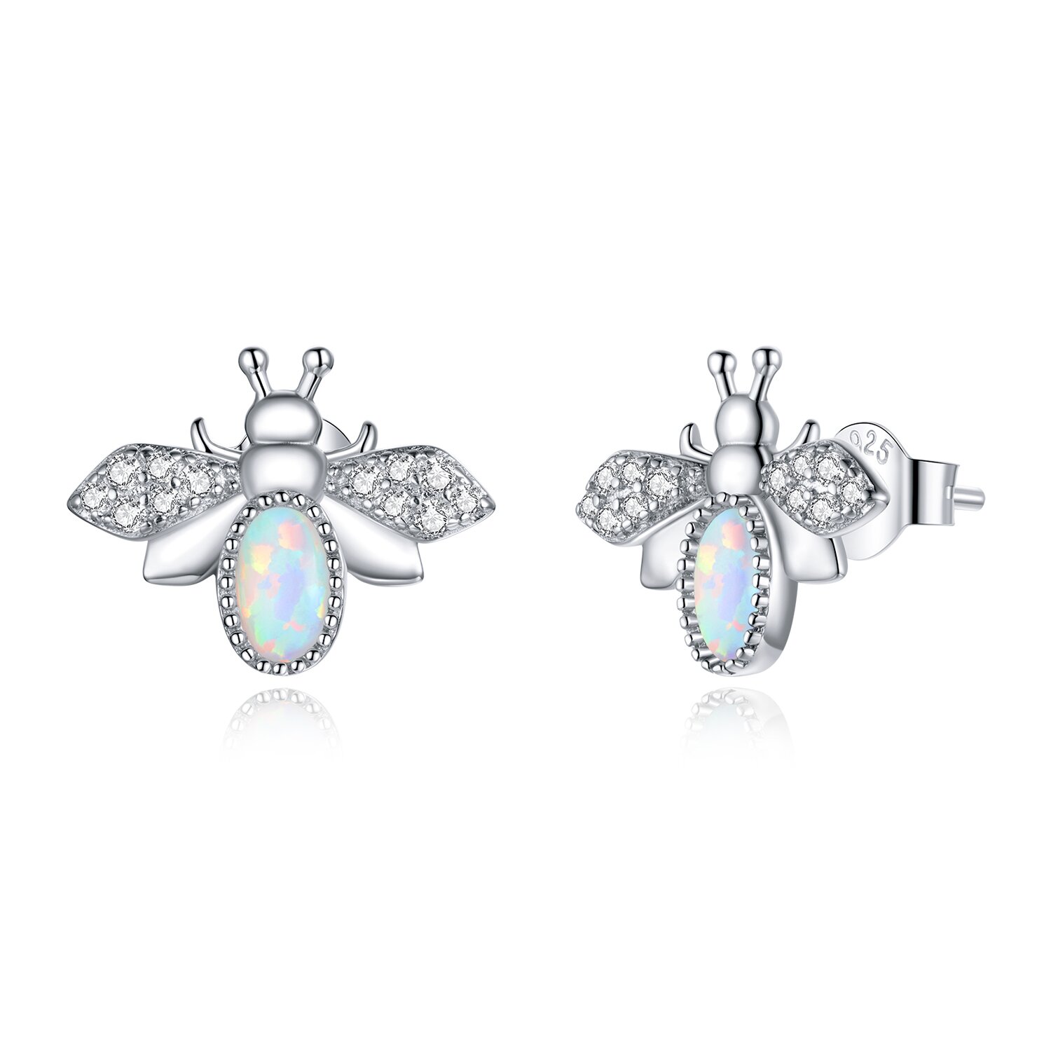 Cercei din argint Opal Bee Studs image4