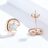 Cercei din argint Opal Moon and Stars Rose Gold picture - 2